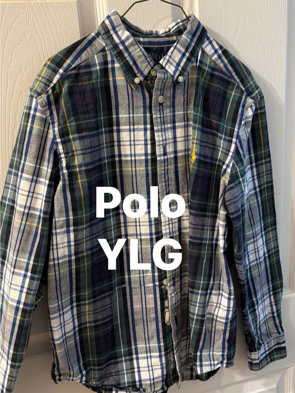 Polo by Ralph Lauren White, Blue & Green Plaid Button-Down Shirt